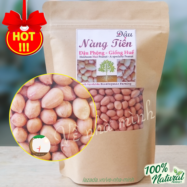Hạt đậu phộng huế sẻ thuần chủng hữu cơ tự nhiên 100% 400g nguyên vỏ dùng rang, nấu sữa, kẹo đậu phộng