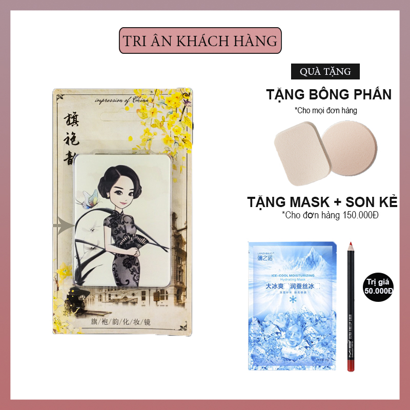 Gương trang điểm cầm tay mini với độ phóng đại gấp đôi phù hợp cho phái đẹp, siêu tiện lợi (màu ngẫu nhiên)