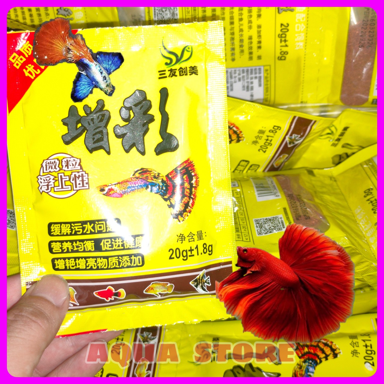 Cám cá 7 màu 20g dinh dưỡng cao, lên màu cho cá cảnh