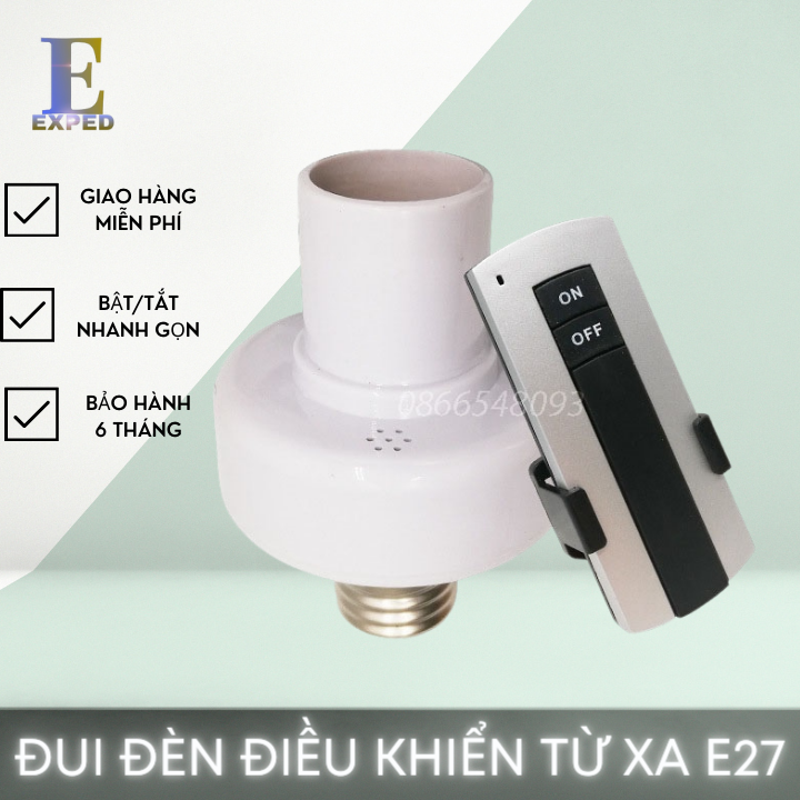 Đui đèn điều khiển từ xa bằng sóng RF màu đen, đuôi đèn điều khiển từ xa, đui đèn điều khiển bật tắt từ xa