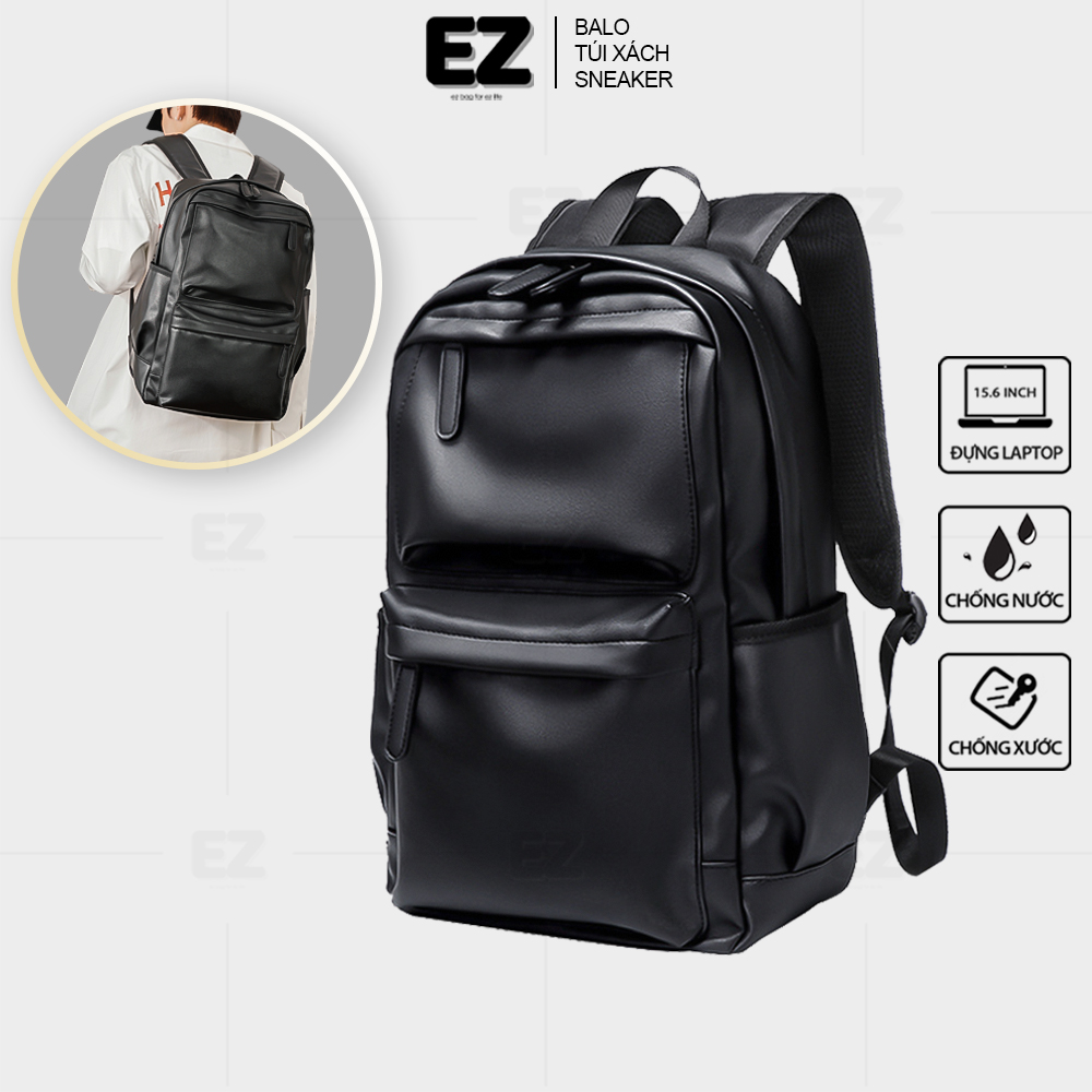 Balo đi học da basic ez balo - bld03 chống thấm nước, balo da pu cao cấp đựng laptop 15.6 inch trọng lượng nhẹ 0,6kg