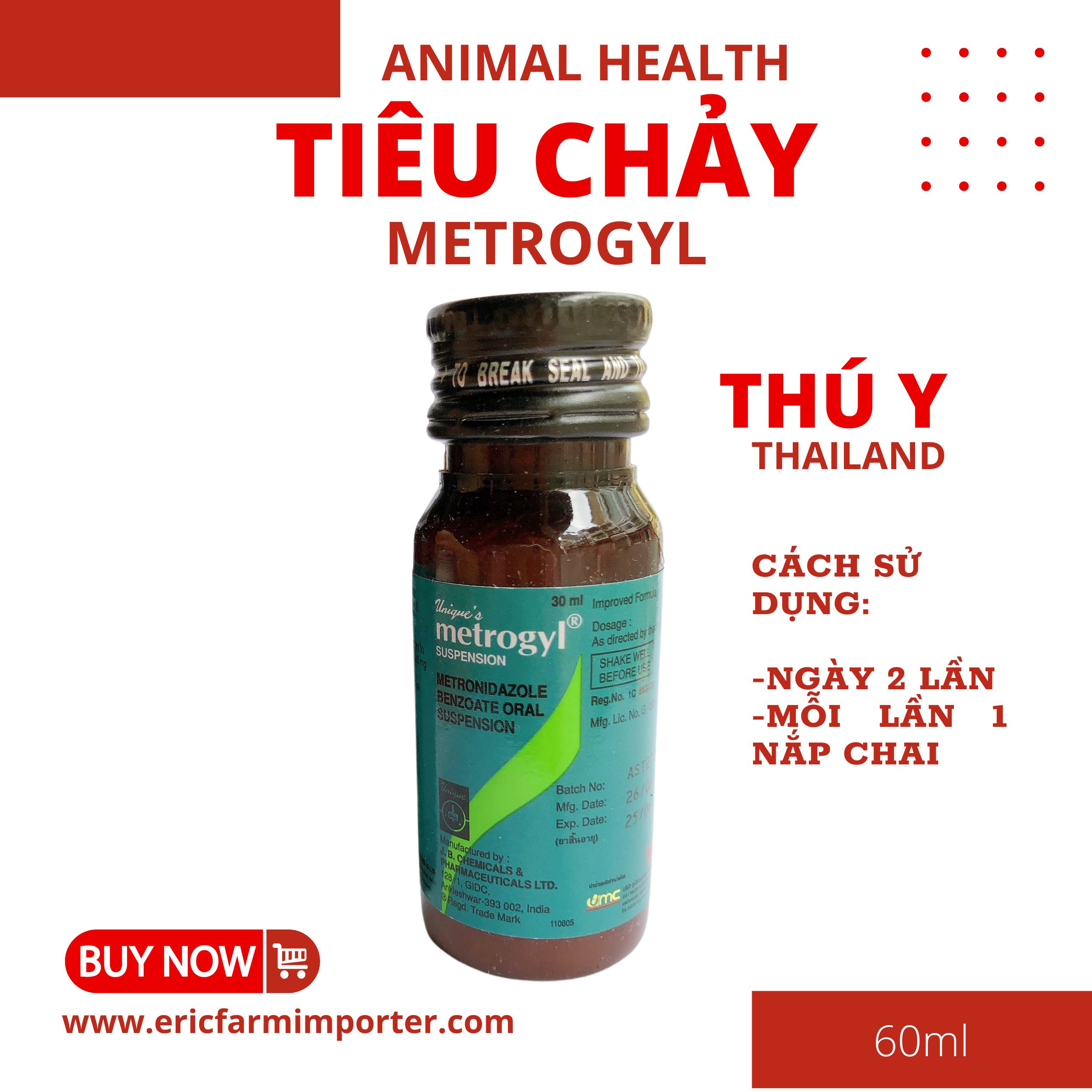 Tiêu chảy cho thú cưng free ship sản phẩm nhập khẩu thái lan
