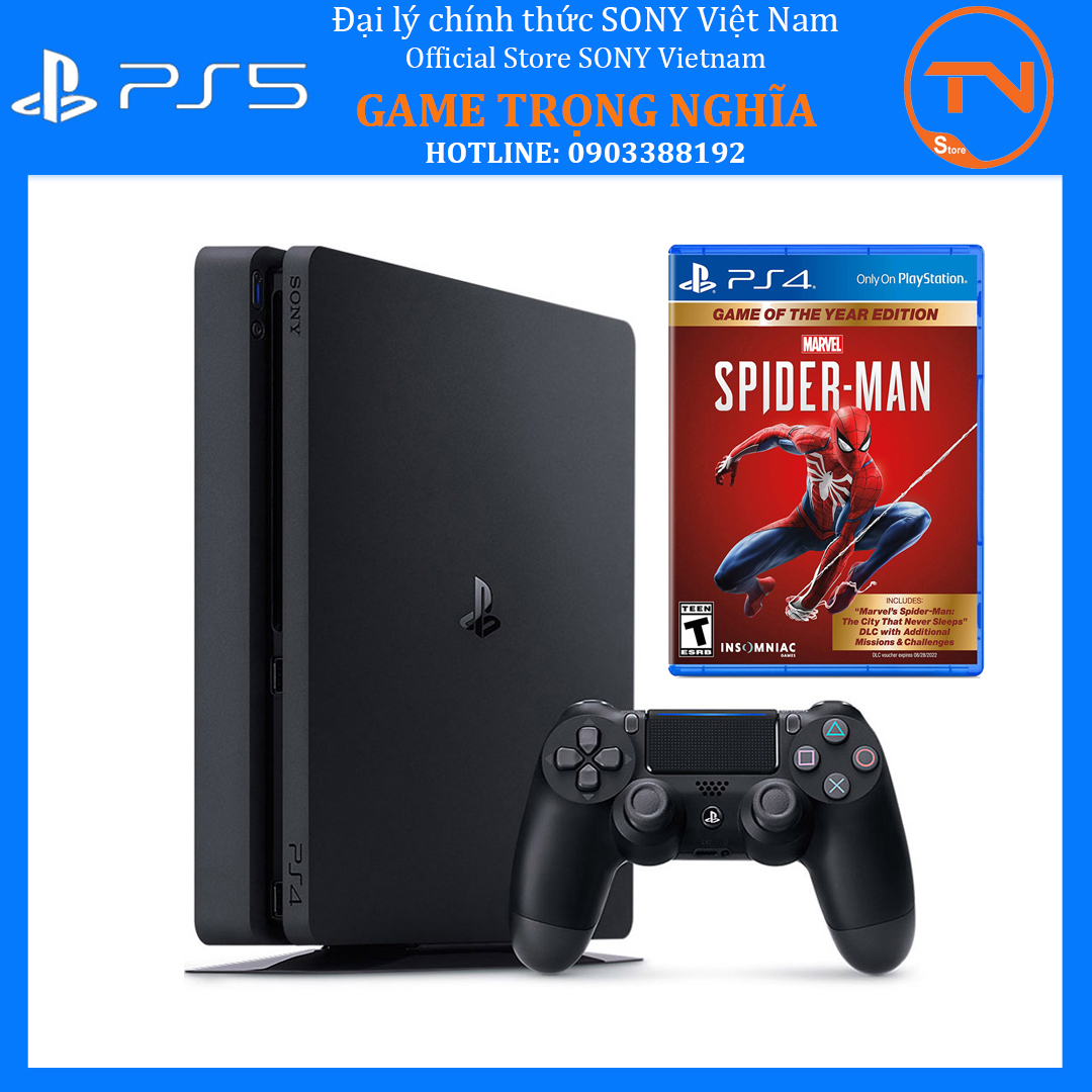 Máy chơi game Sony Playstation 4 PS4 Slim CUH-2218B 1TB + Đĩa PS4 Spider man Game of the Year