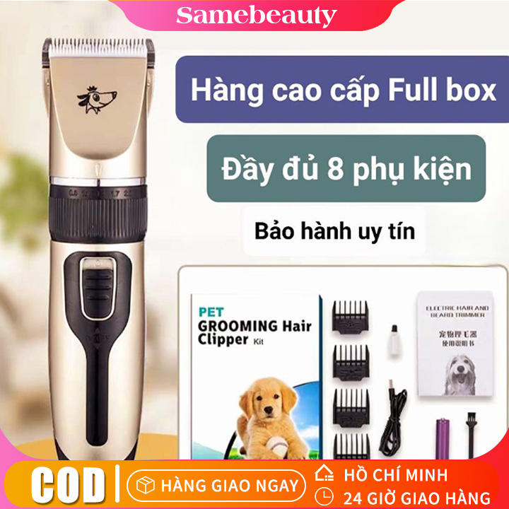 Tông đơ cạo cắt lông cho chó mèo Hàng Full Box - Kèm 8 phụ kiện - Bảo hành uy tín