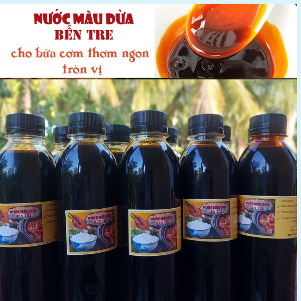 [Quà ] Nước màu dừa Bến Tre nguyên chất đậm đặc Mộc Lan Store ML05 ,nước màu kho cá, thịt có màu đẹp tự nhiên đẹp, chai 330ml