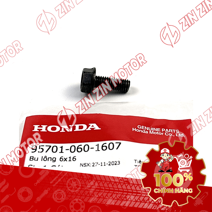 Bu lông lục giác 6x16 Bắt Ốp Pô AB 2022 2023+, AB 160, Air Blade 125 95701-060-1607 Chính Hãng - ZZM