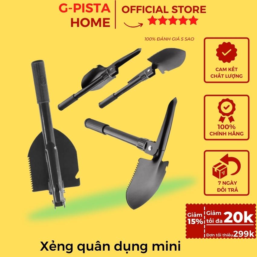 Xẻng quân dụng mini đa năng gấp gọn 4in1 gph07, có la bàn, xẻng sinh tồn đi phượt, làm vườn, dã ngoại g-pista home