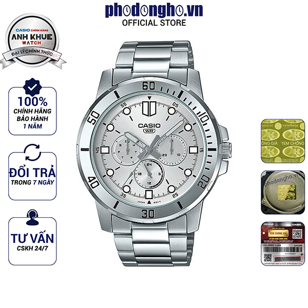 Đồng hồ nam dây kim loại casio anh khuê mtp-vd300d-7eudf