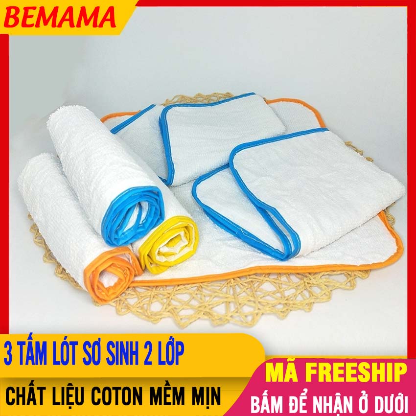 Combo 3 Miếng Lót Sơ Sinh Dày Dặn, Mặt Trên Vải Cotton Mềm Mại, Mặt Dưới Lót Chống Thấm Tốt - Miếng Lót Chống Thấm, Tấm Lót Chống Thấm, Tấm Lót Sơ Sinh, Miếng Lót Phân Su - 3 Chiếu Lót Chống Thấm 2 Lớp Trắng - SP000599x3