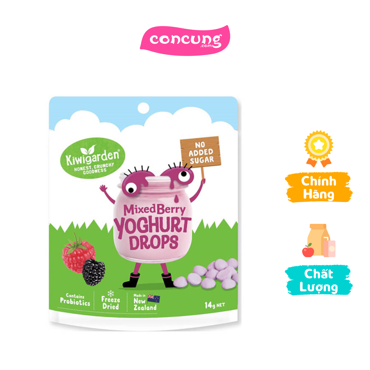 Sữa chua khô Kiwigarden vị Mixed Berry 14g (Không đường)