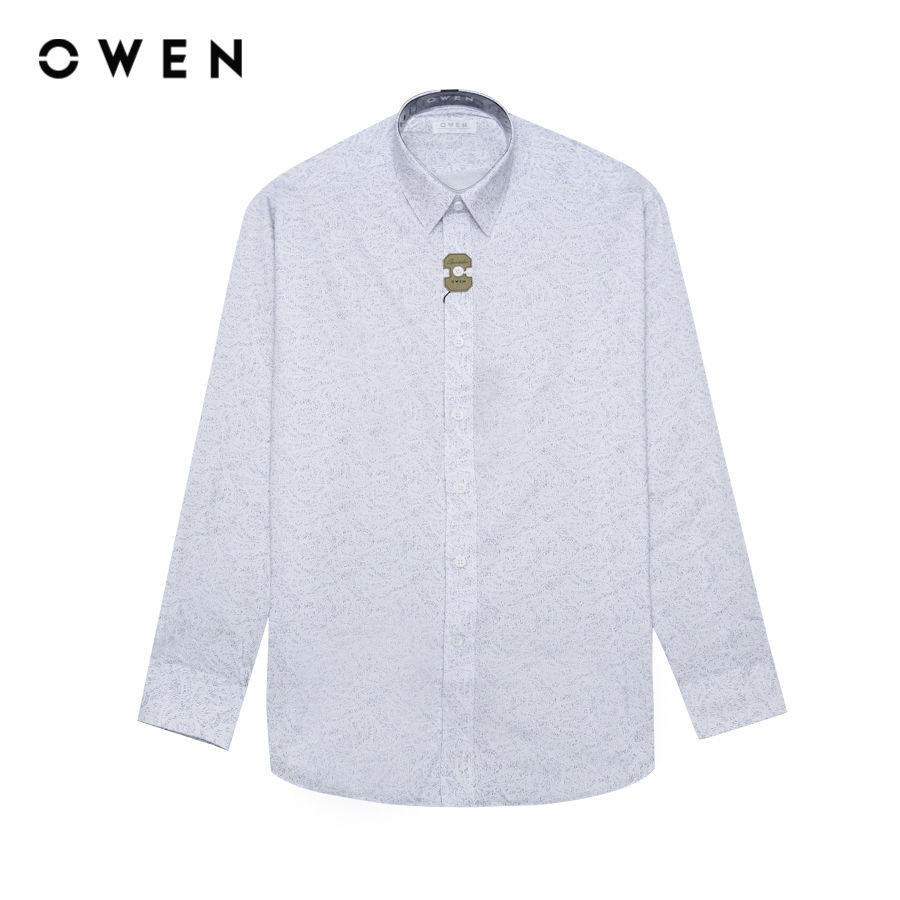  OWEN - Áo sơ mi nam dài tay Slim Fit AS240685D màu Trắng chất liệu Spandex 