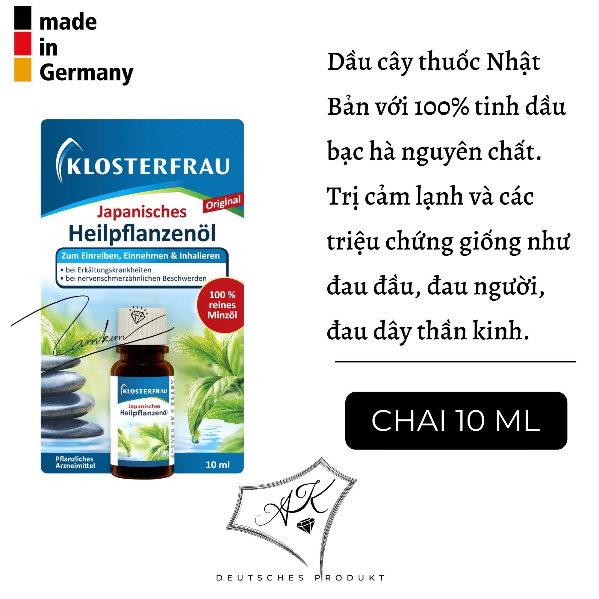 Tinh dầu bạc hà Klosterfrau nhiều công dụng - Nội địa Đức - 10ml