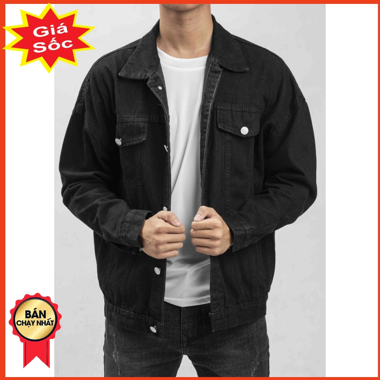 Áo khoác jean unisex nam nữ màu đen cá tính áo khoác bò ulzzang chống nắng