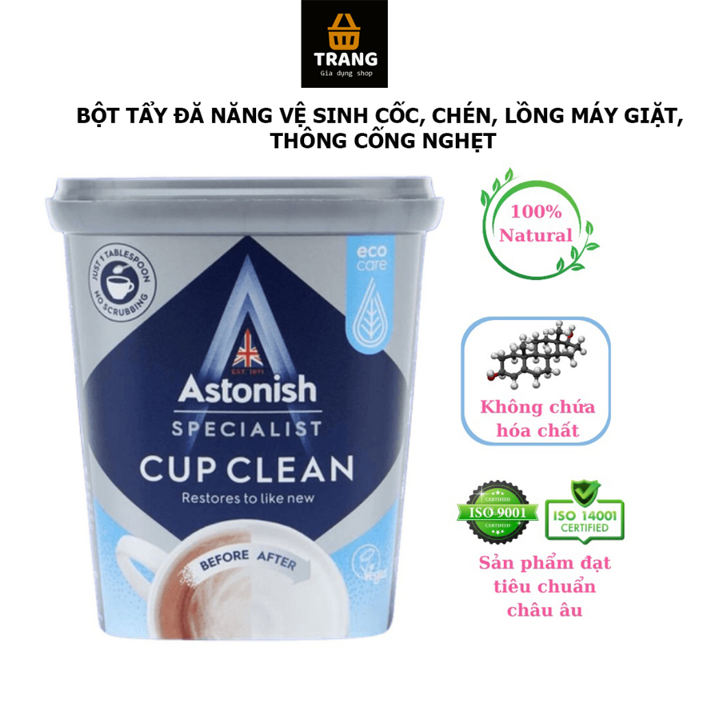 Bột tẩy đa năng vệ sinh cốc chén, lồng máy giặt, thông cầu cống nghẹt Astonish