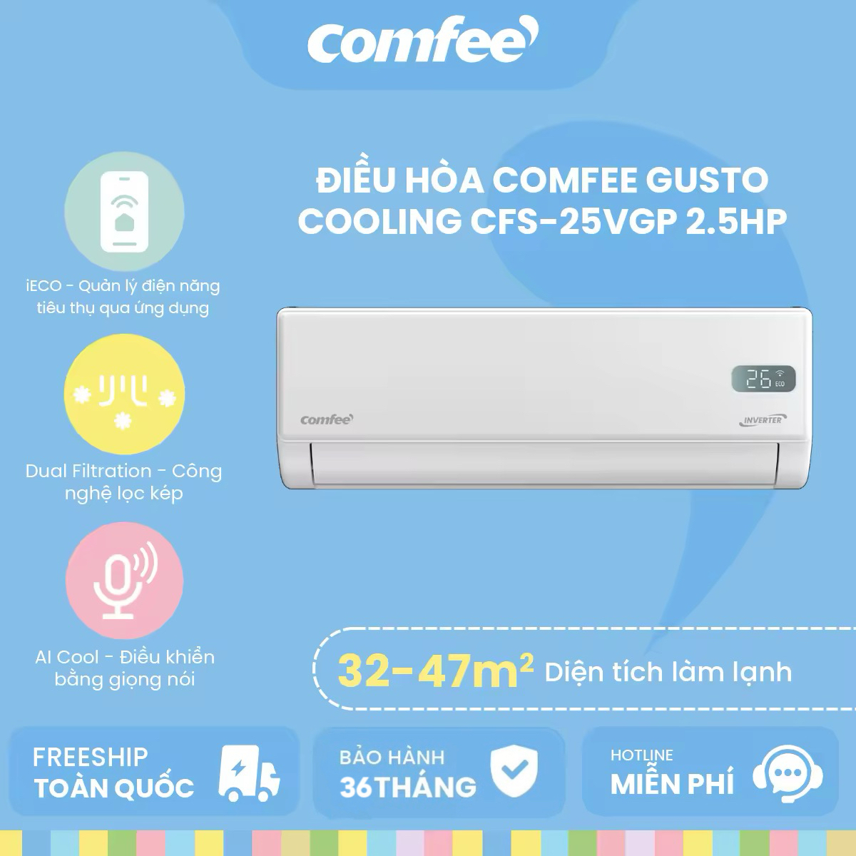 Comfee CFS-25VGP - Điều Hòa Inverter 24000 BTU