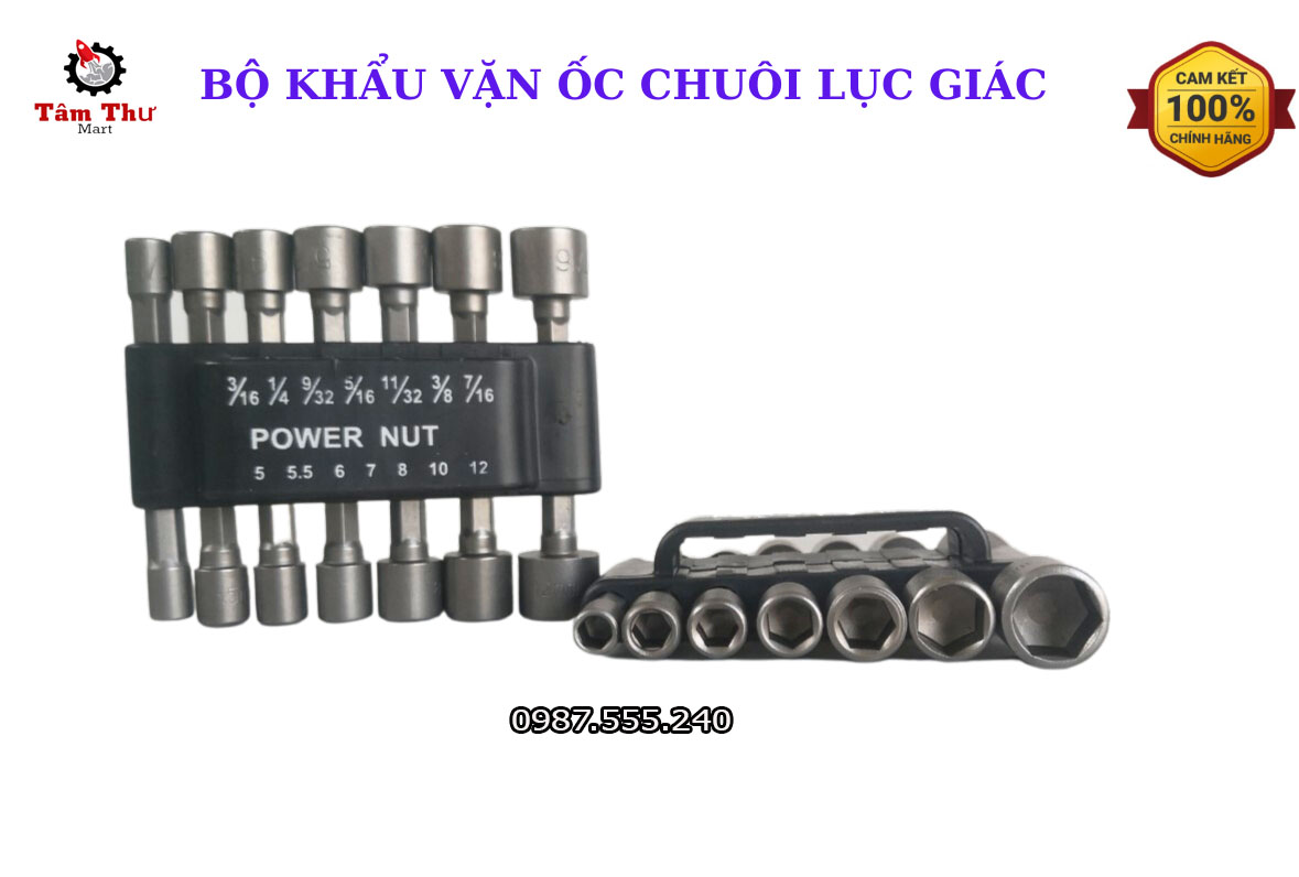Bộ 14 khẩu tuýp vặn ốc lục giác chuôi lục dùng cho máy khoan, máy bắn vít