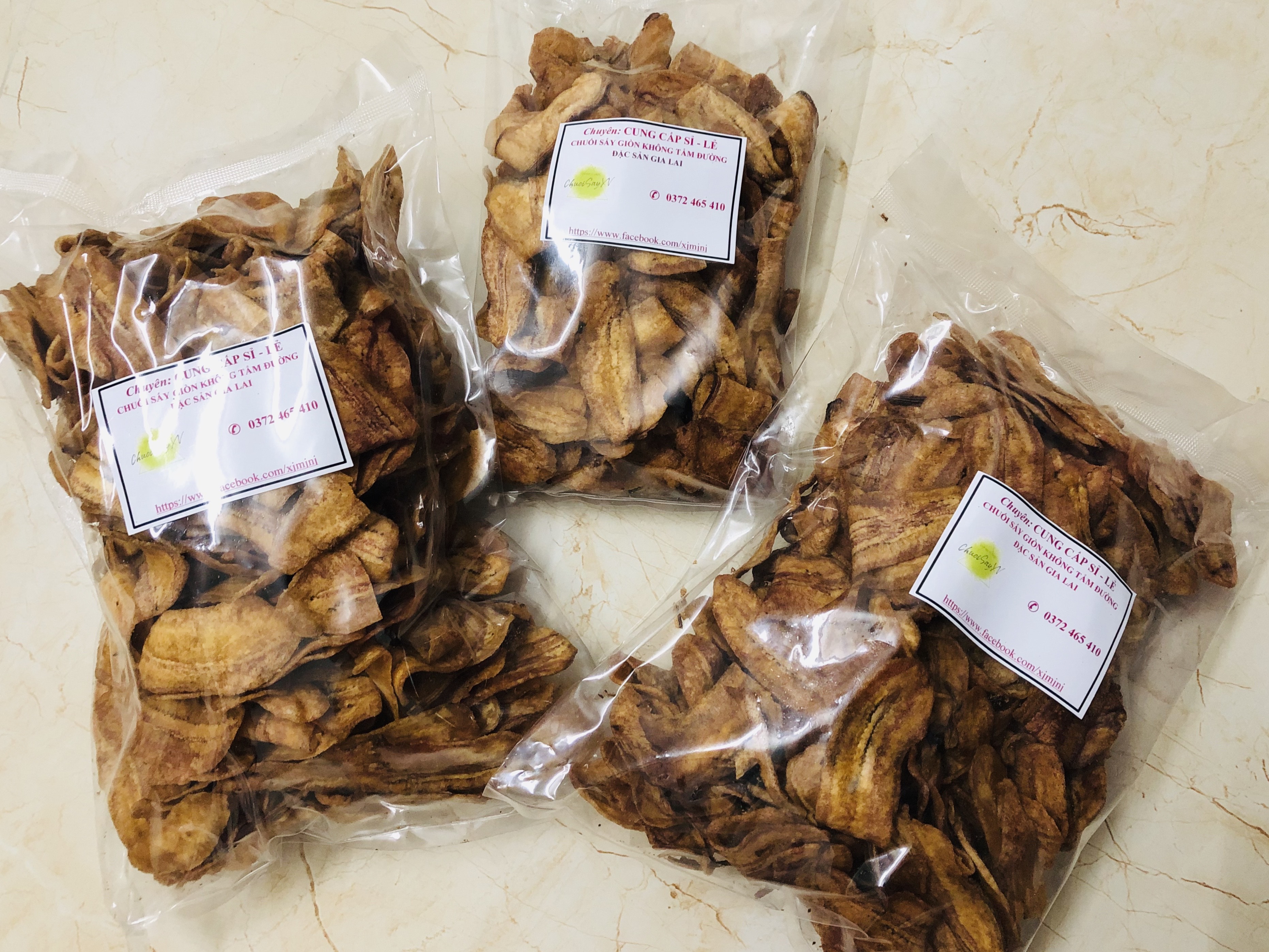 COMBO x 4 GÓI 500gr CHUỐI SẤY GIÒN KHÔNG TẨM ĐƯỜNG