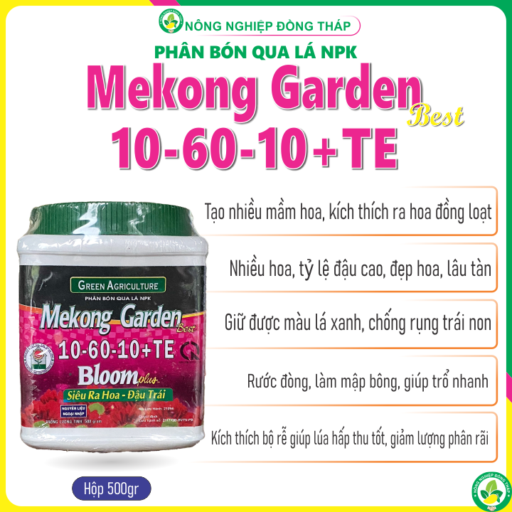 Phân bón qua lá npk mekong garden best 10-60-10 + te bloom plus – siêu ra hoa, đậu trái
