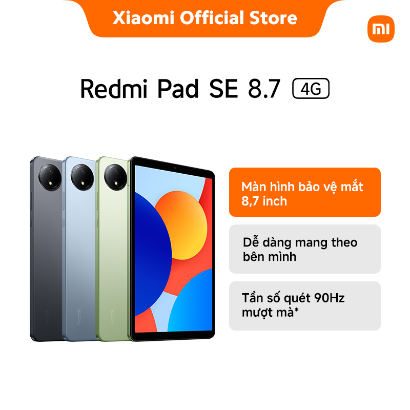 Máy tính bảng REDMI Pad SE 8.7 4G (4+128G | 6+128GB) | LCD 90Hz | MediaTek Helio G85 8 | Pin 6650mAh