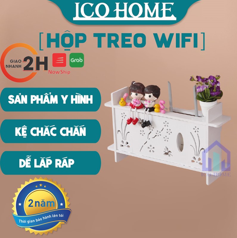 Hộp đựng wifi treo tường giá rẻ KHÔNG CẦN KHOAN thiết kế gọn gàng sang trọng- ICO HOME