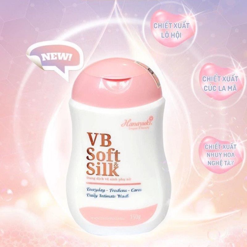 Dung dịch vệ sinh phụ nữ hanayuki hồng vb soft & silk 150g.