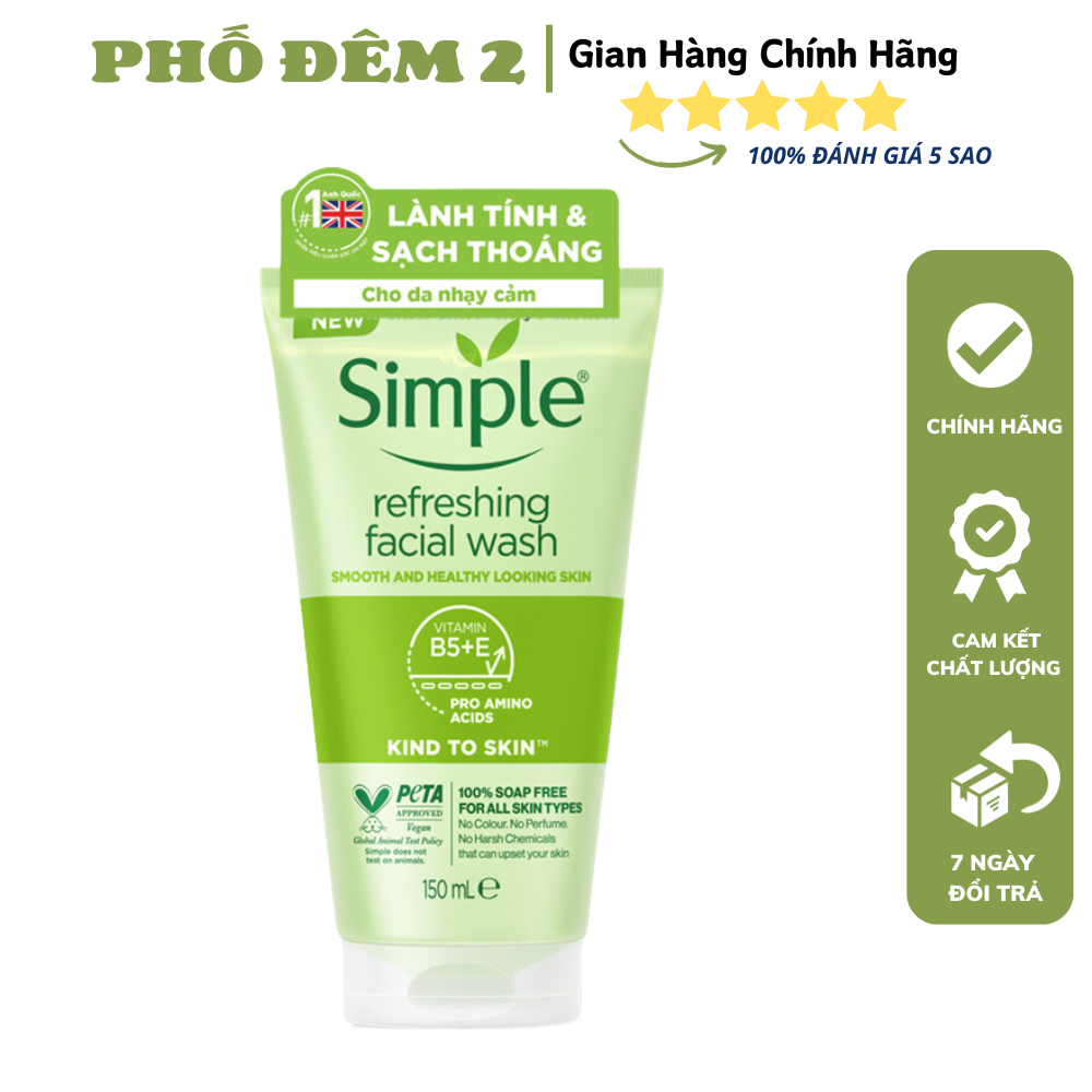 Sữa Rửa Mặt Dạng Gel Simple Kind To Skin Refreshing Facial Wash 150ml