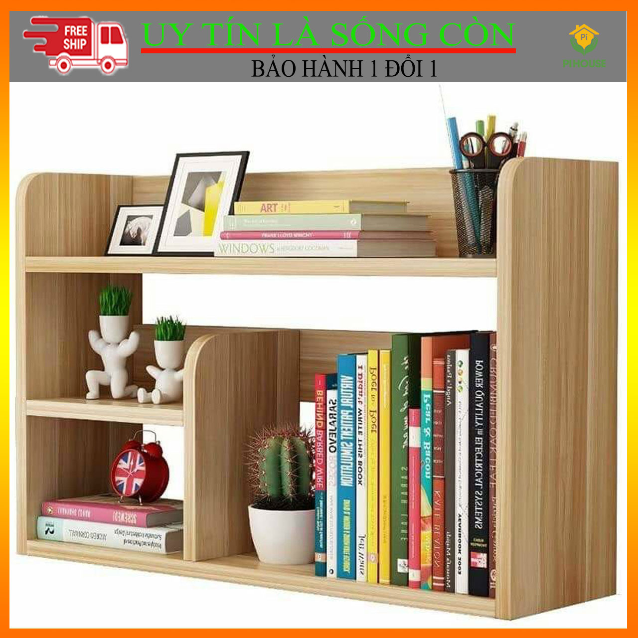 Tủ Sách Để Bàn - Kệ Sách Để Bàn - Giá Sách Để Bàn - Kệ Sách Gỗ MDF Tao Nhã Trang Trọng