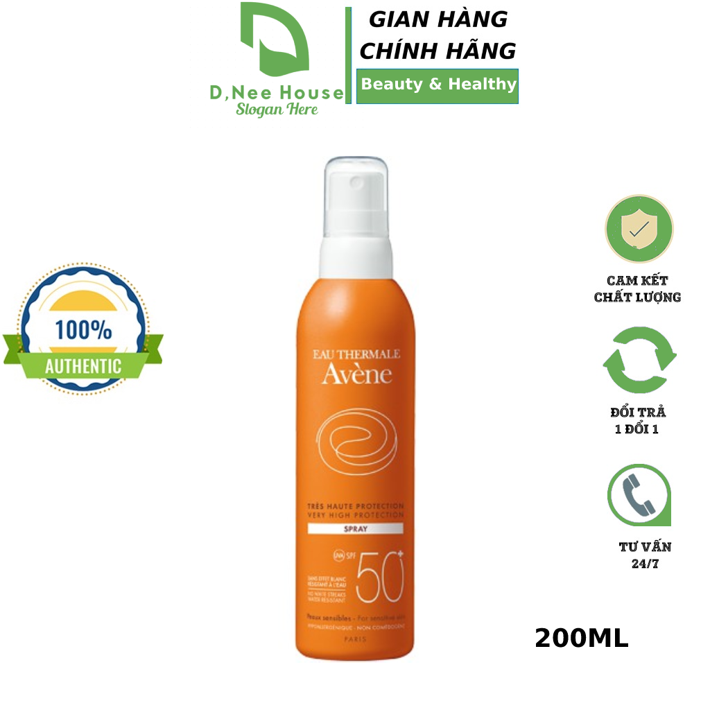Xịt chống nắng AVÈNE SPF 50 Body Toàn Thân 200ML Nâng Tone Nhẹ Trắng Da