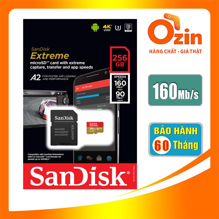 Thẻ nhớ micro sd sandisk extreme a2 256gb 4k 160mb/s
