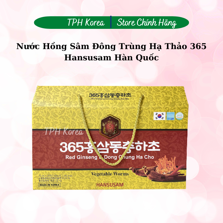 Nước hồng sâm đông trùng hạ thảo 365 hansusam hàn quốc, hộp 20 gói x 70ml