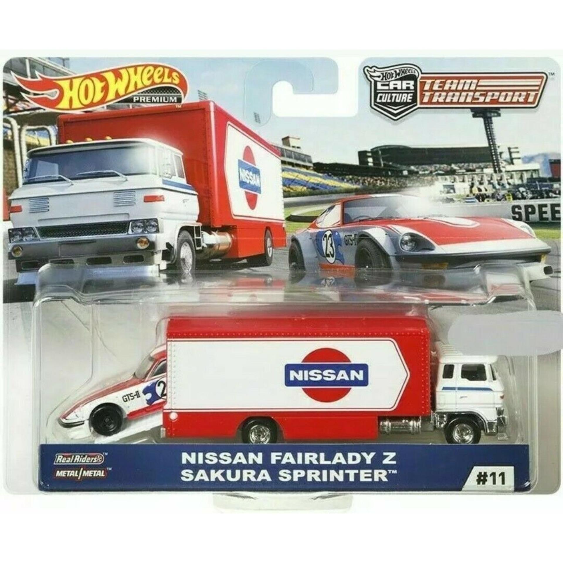 Xe mô tô mô hình tỉ lệ 1:64 Hot Wheels Team Transport Nissan Fairlady Z Sakura Sprinter