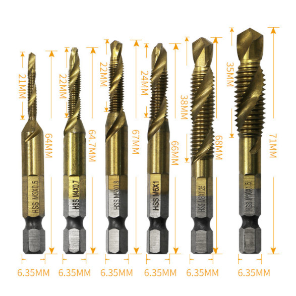 Bộ 6 Mũi Khoan Taro Ren từ M3-M10 - B