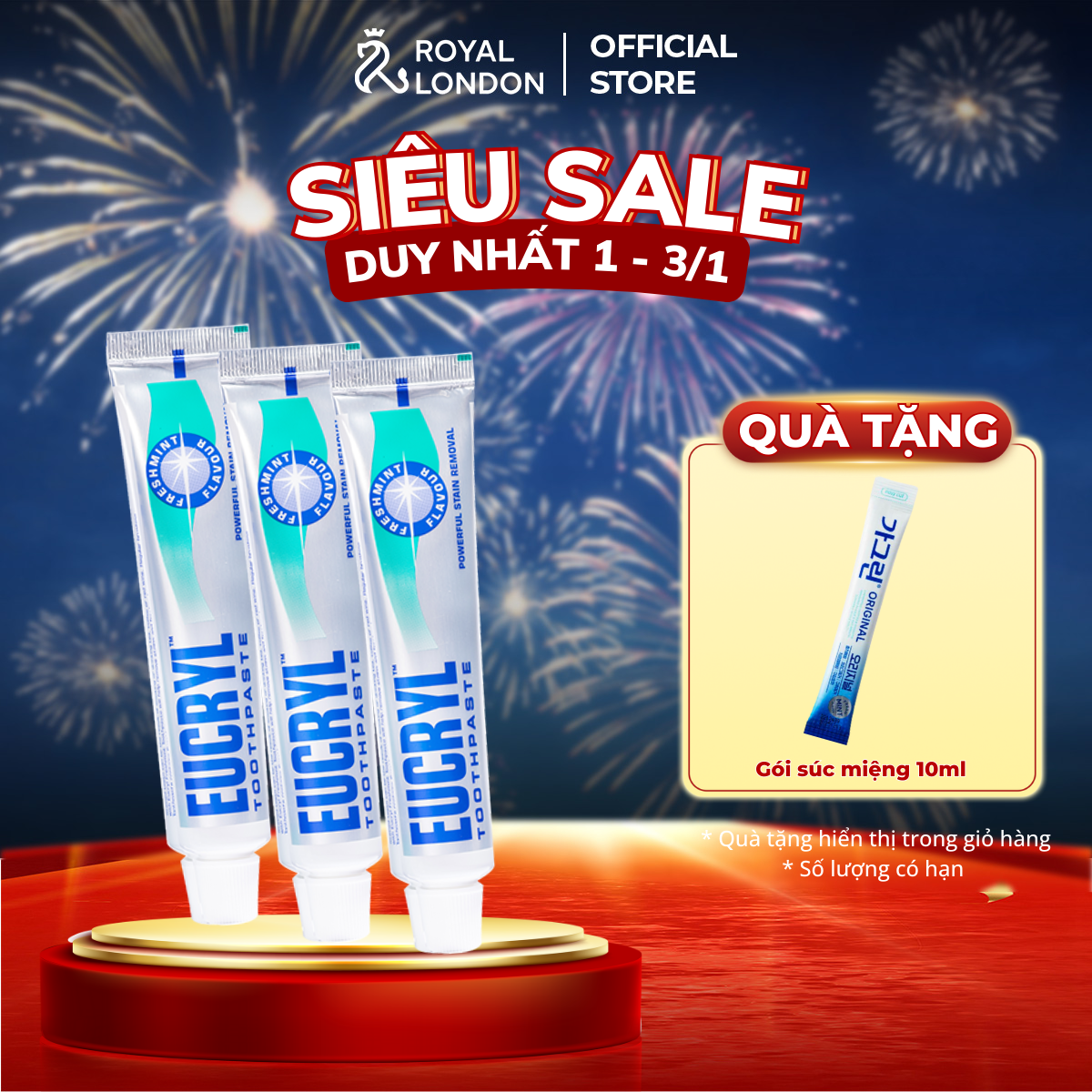  Combo 3 Kem đánh răng Eucryl hỗ trợ làm trắng răng  3x62g  