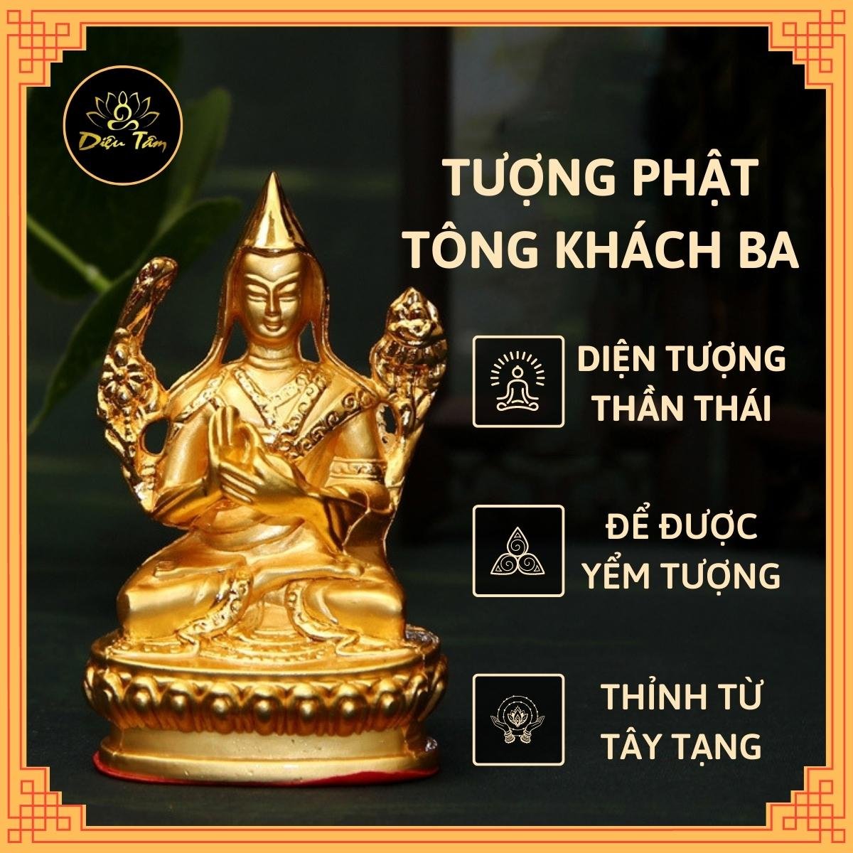Tượng đại sư Tông Khách Ba - Tsongkhappa - Tượng phật mật tông đồ thờ cúng Diệu Tâm