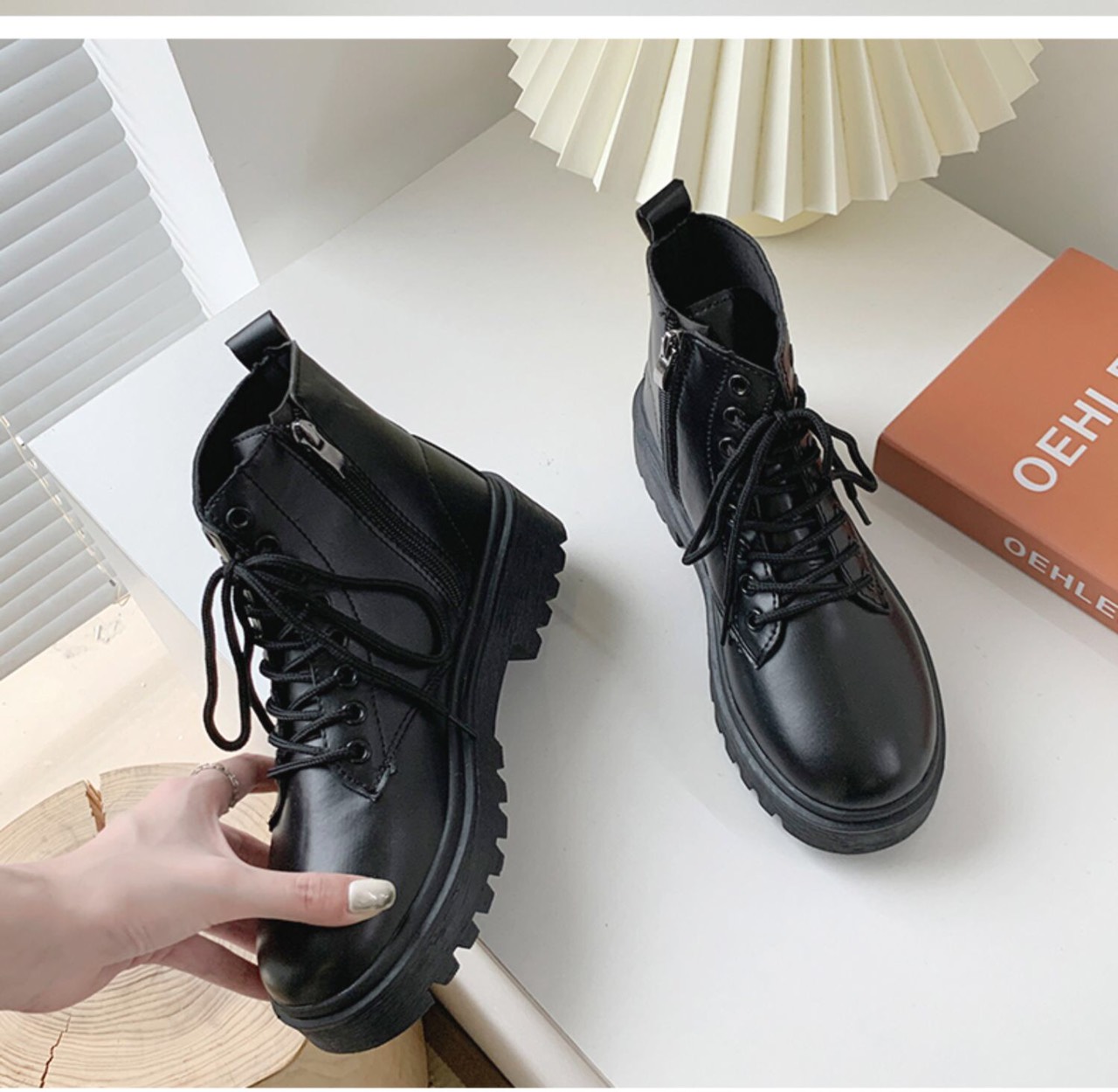 Freeship giày bốt cổ cao nữ đế vuông 5cm chất da mềm hàng đẹp giá cực sốc kèm clip