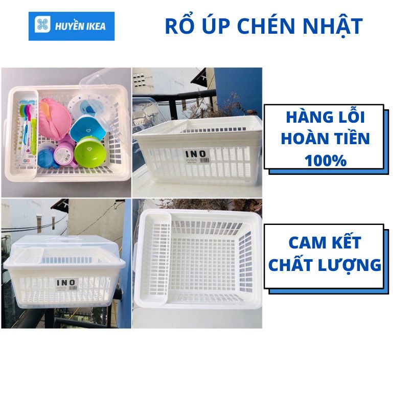 Rổ úp chén bát dĩa có nắp Inomata