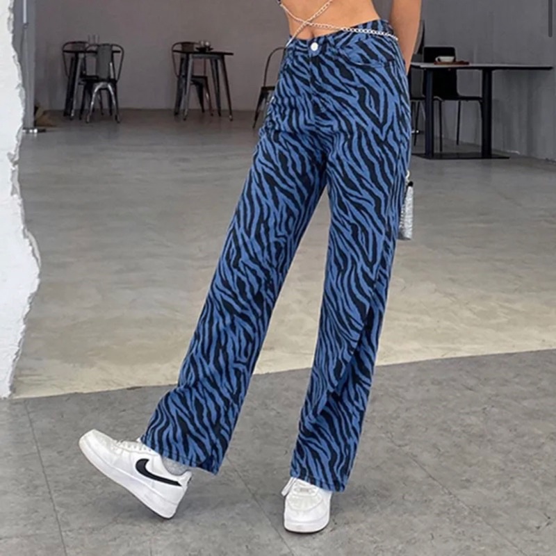 Quần jeans ống rộng kiểu ngựa vằn Zebra