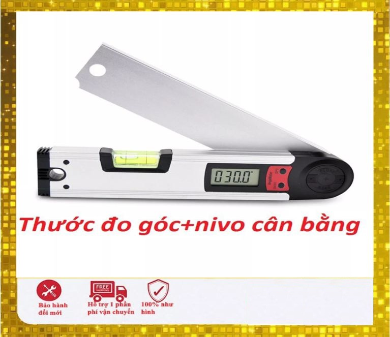 Thước đo góc điện tử kèm nivo cân bằng 2 trong 1 dài 250mm có sẵn pin