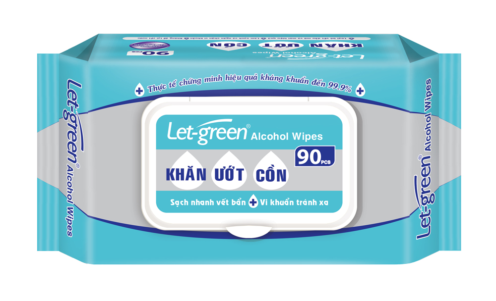 Khăn ướt cồn let-green 90 miếng/bao