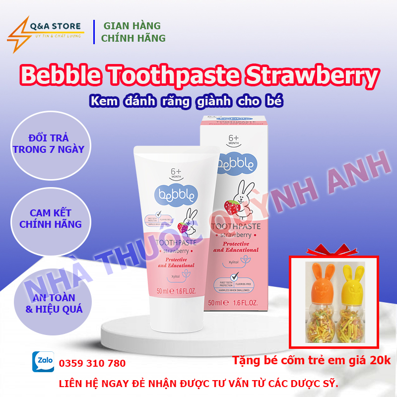CHÍNH HÃNG Kem đánh răng Bebble toothpaste vị dâu tây dành cho trẻ từ 6