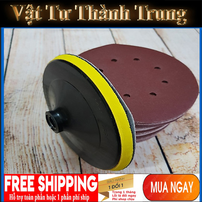 Combo Phớt mài nhựa với 100 miếng giấy nhám tròn phi 180mm