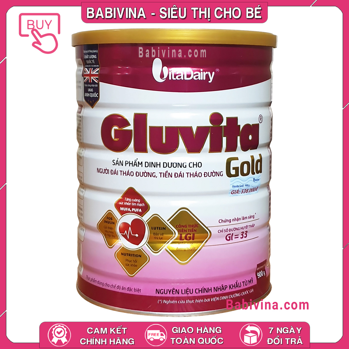 [CHÍNH HÃNG] Sữa Gluvita Gold 900g Dinh Dưỡng Tối Ưu Cho Người Tiểu Đường | Date Mới Nhất, Giá Tốt Nhất | Babivina