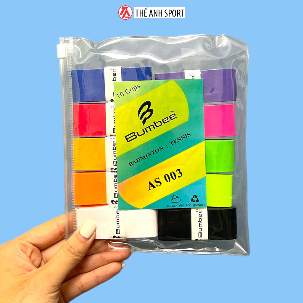 [Hoàn tiền MAX] Quấn cán vợt Bumbee AS003 vỉ 10 chiếc TÚI ZIP tiện lợi