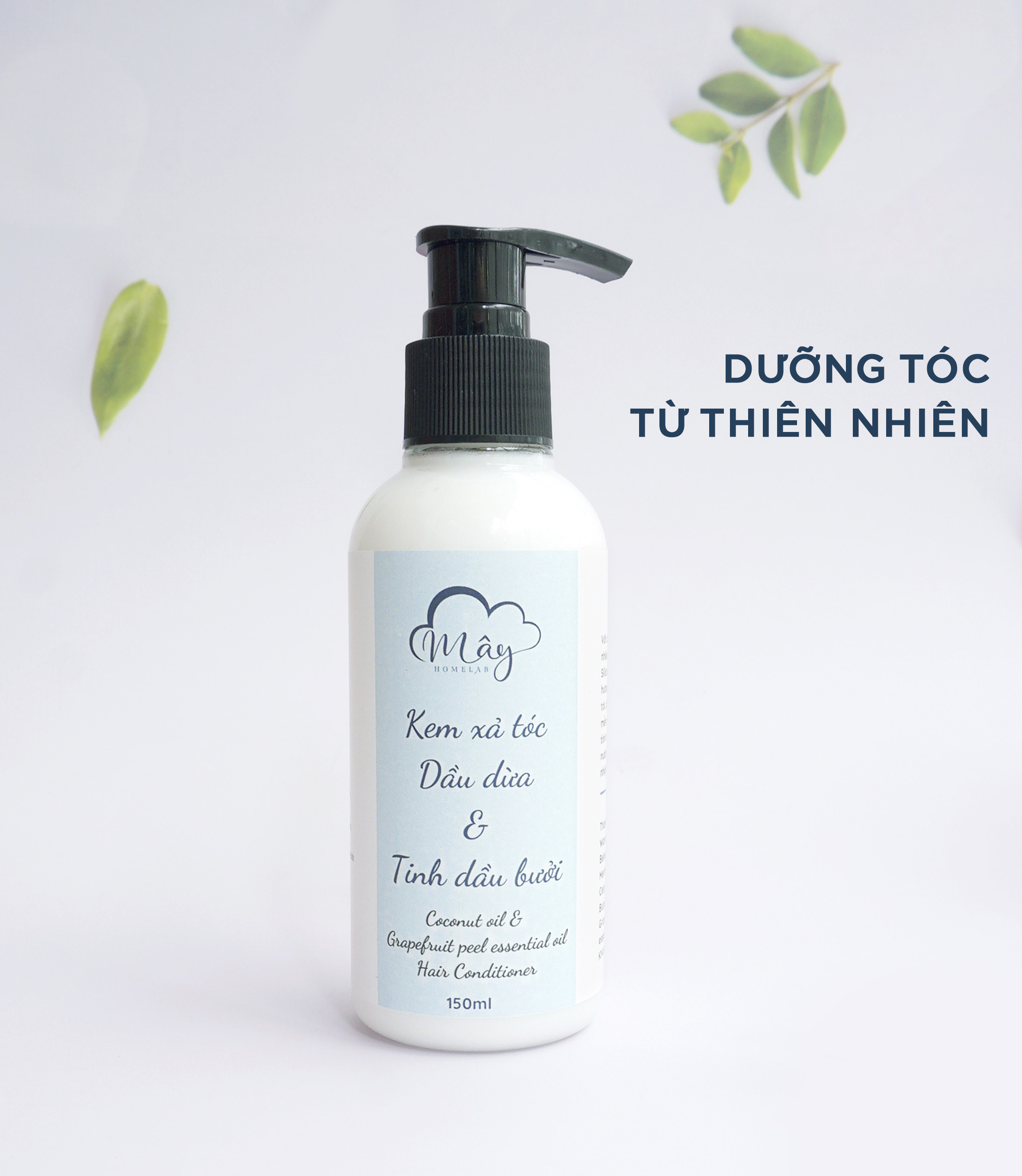 [HCM]Kem xả tóc Dầu dừa & Tinh dầu bưởi thiên nhiên handmade Mây Homelab - không silicon & paraben