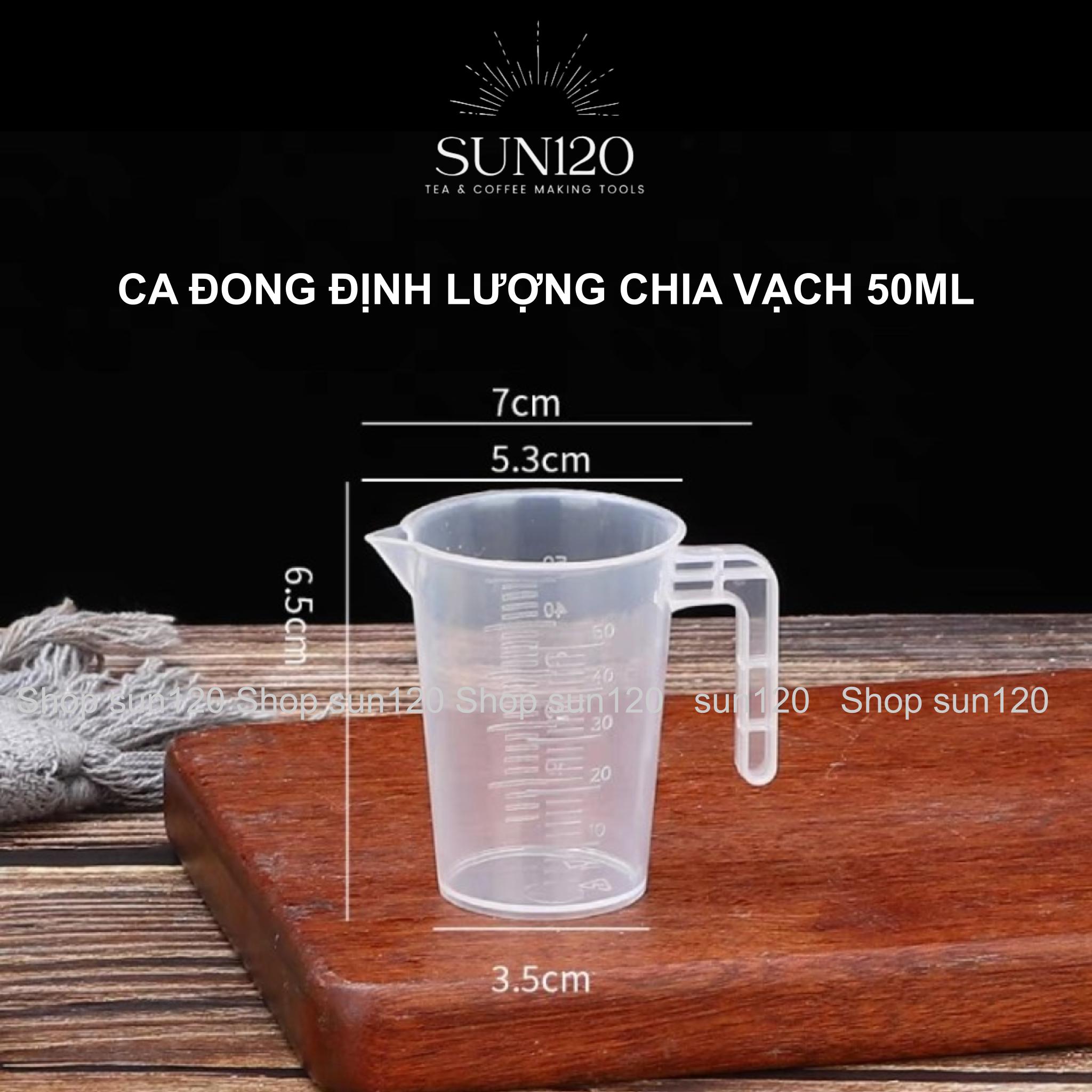 Ca đong có vạch chia 50ml định lượng pha chế dùng đong đồ uống, làm bánh, pha chế cốc đong nhựa có tay cầm