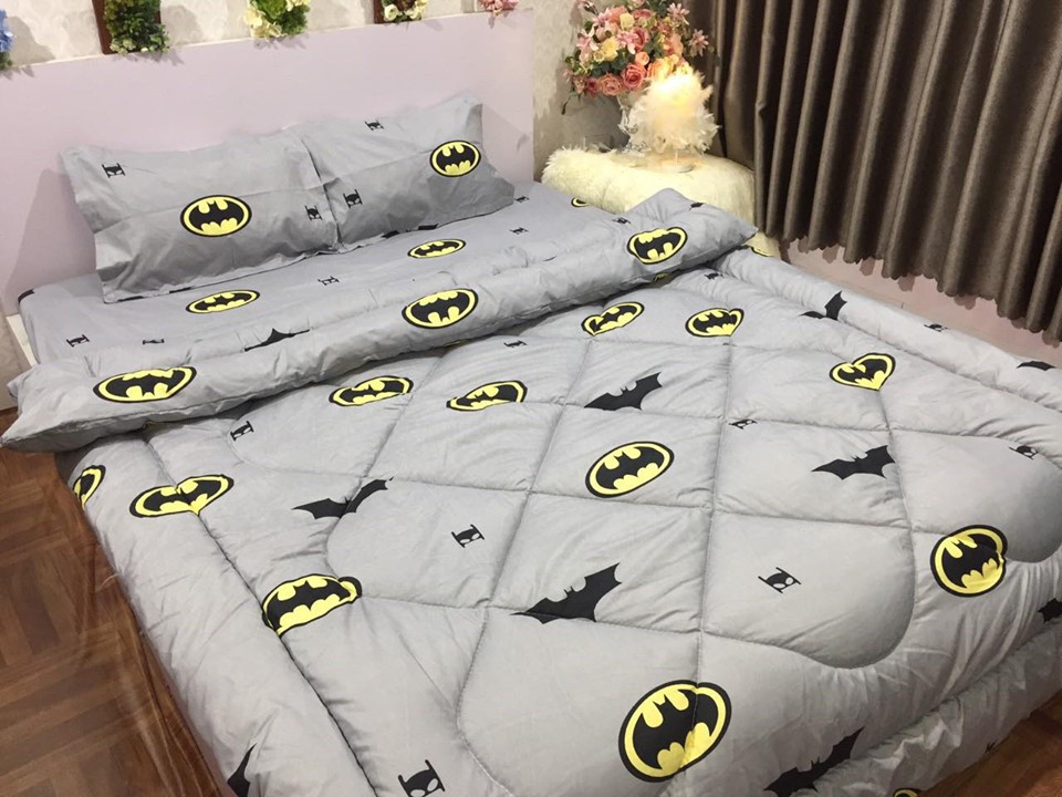 (Giá sỉ) (Bông sạch) Chăn mền phao trần bông mẫu Batman, chăn bông dày loại 1, bông hơi siêu nhẹ cao cấp được chọn màu