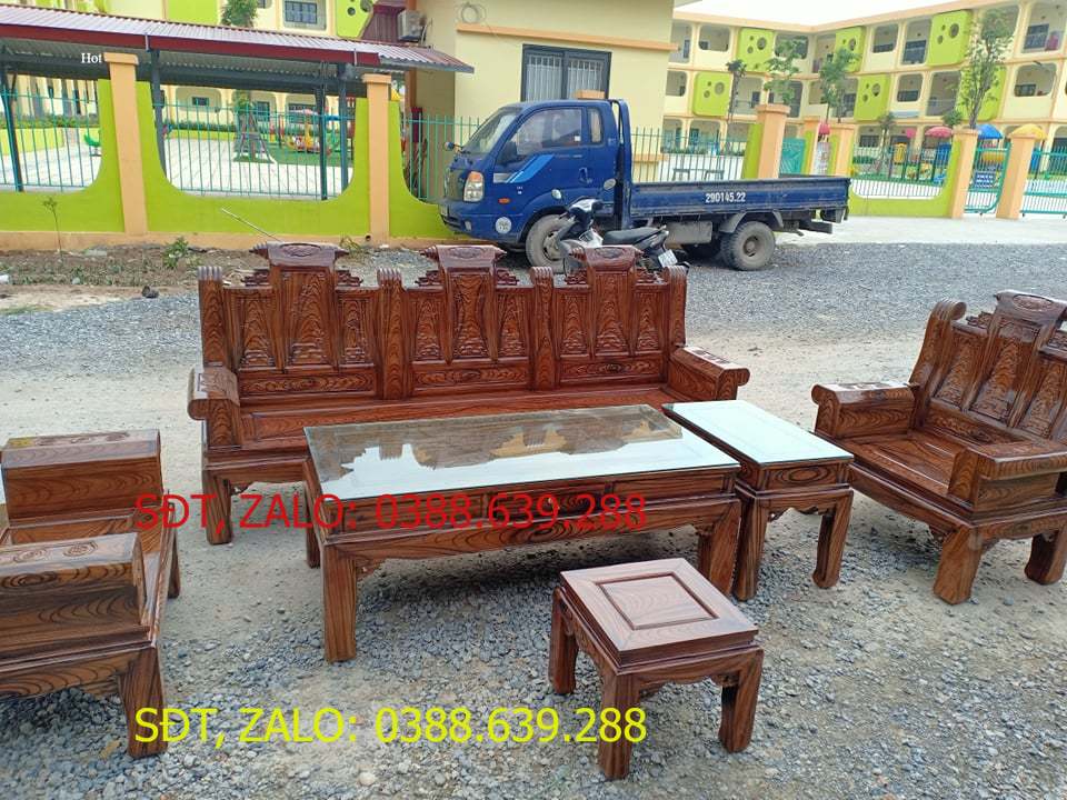 bộ bàn ghế phòng khách âu á tay hộp gỗ xoan phun vân .