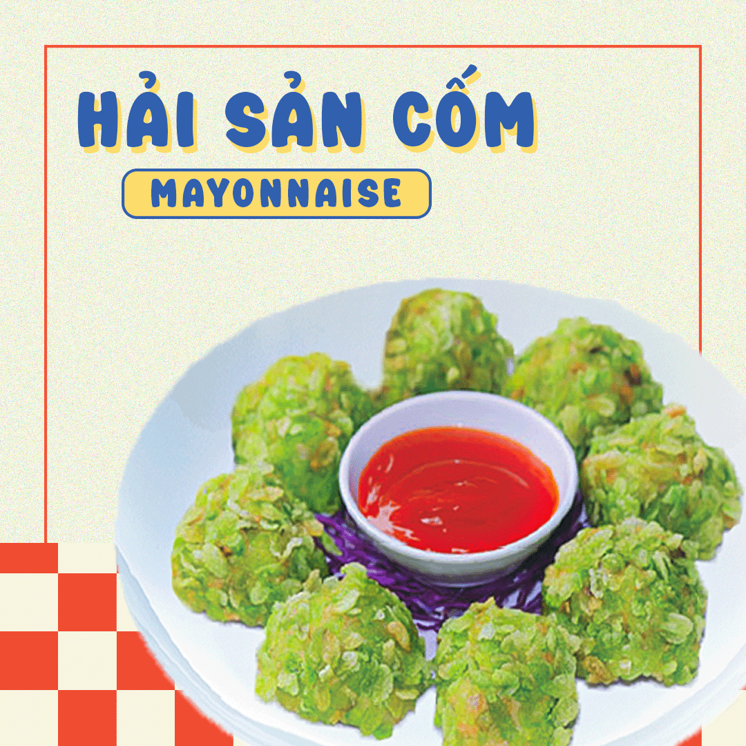 Hải sản cốm xốt mayonnaise 1 gói/ 600g - hải sản cốm xốt mayonnaise - viên hải sản cốm xốt mayo - viên mayo cốm - viên cốm mayo - viên hải sản xốt mayo - viên mayo xanh - viên cá mayon xanh - chả cá mayo cốm - chả cá cốm mayo - đen đỏ - dendo