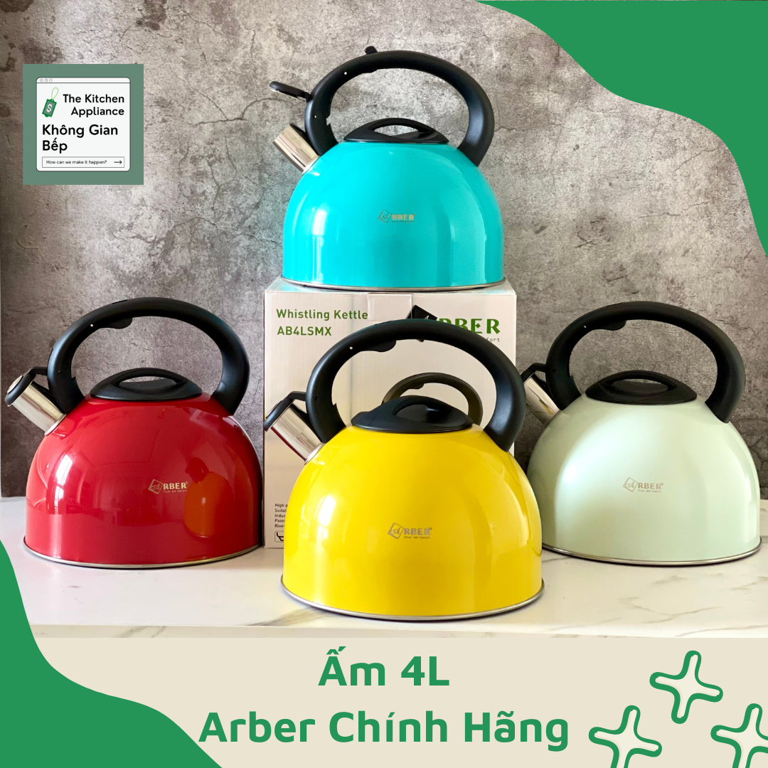 (Shop Ưu Đãi) Ấm Đun Nước Bếp Từ Arber Inox 304 Dung Tích 4L Có Còi Reo Hàng Nhập Chính Hãng - Thiết Kế Sang Trọng Đun Sôi Nhanh Chóng