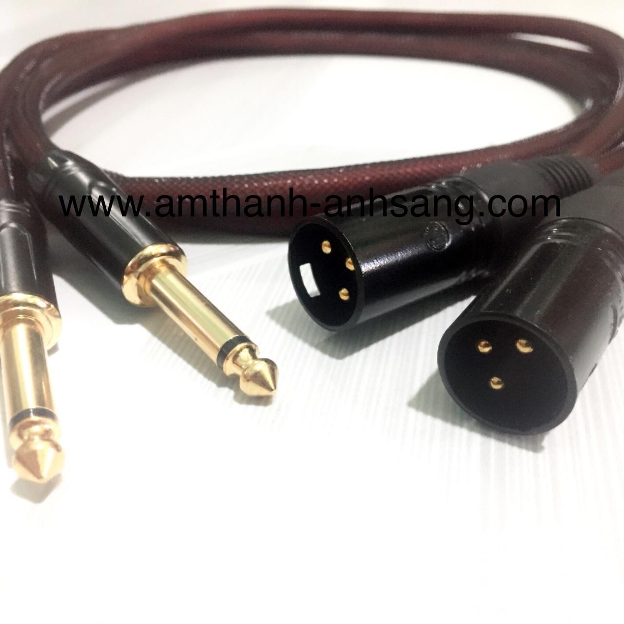dây tín hiệu âm thanh rắc xlr canon đực ra rắc 6li thẳng combo 01 cặp, dây rắc âm thanh